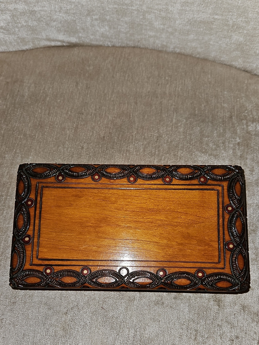 Antikikormoran Wooden Decorative Trinket Box in Warm Honey Brown